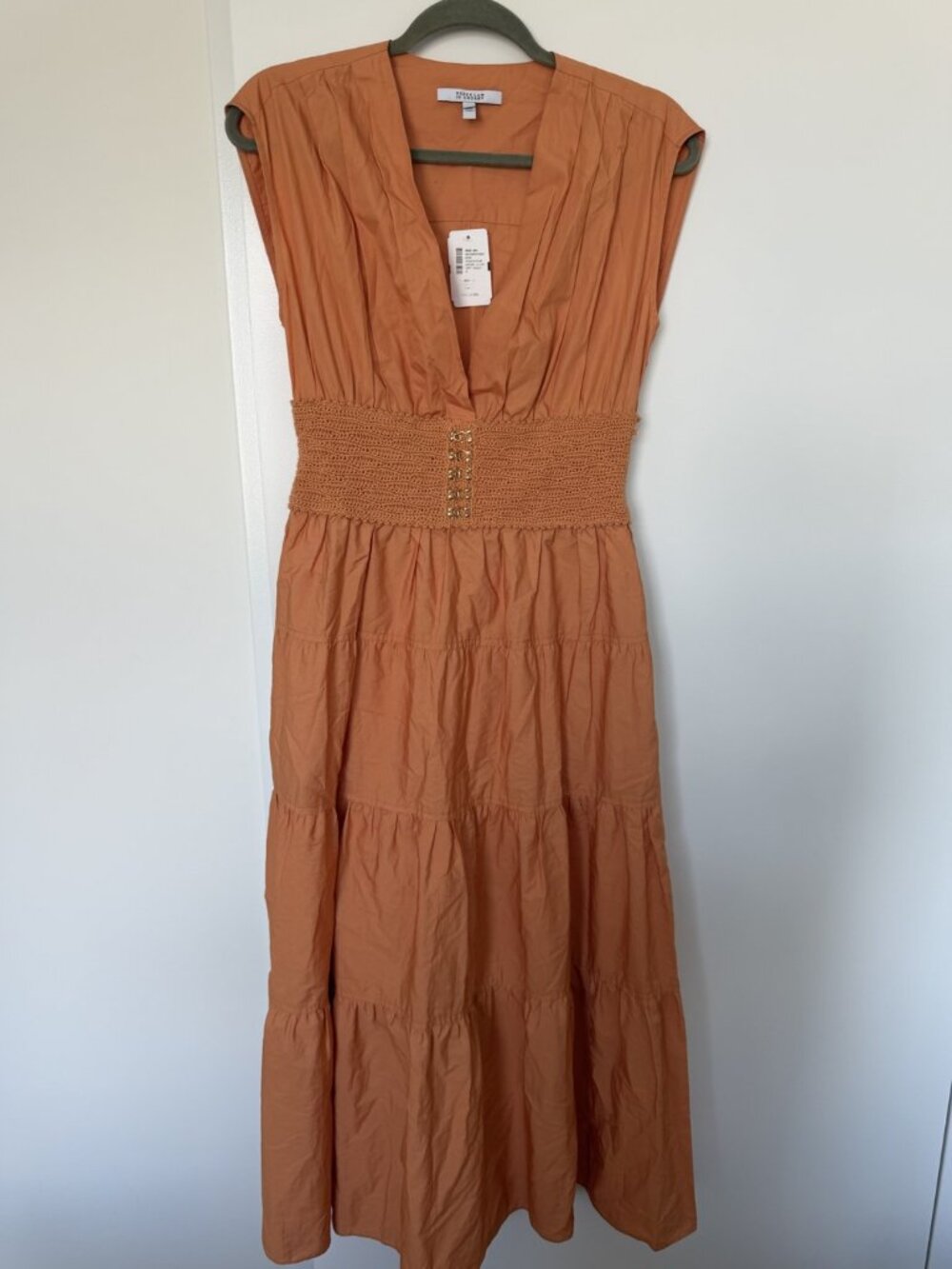 Derek Lam 10 Crosby Rust Soft Peach Midi Dress Size 4 NWT